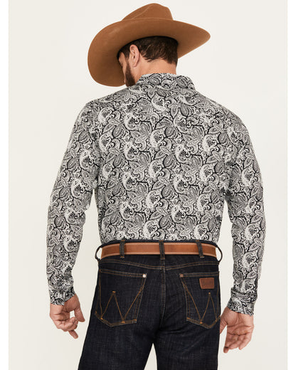 Men's Mamba Paisley Print Long Sleeve Western Snap Shirt Black