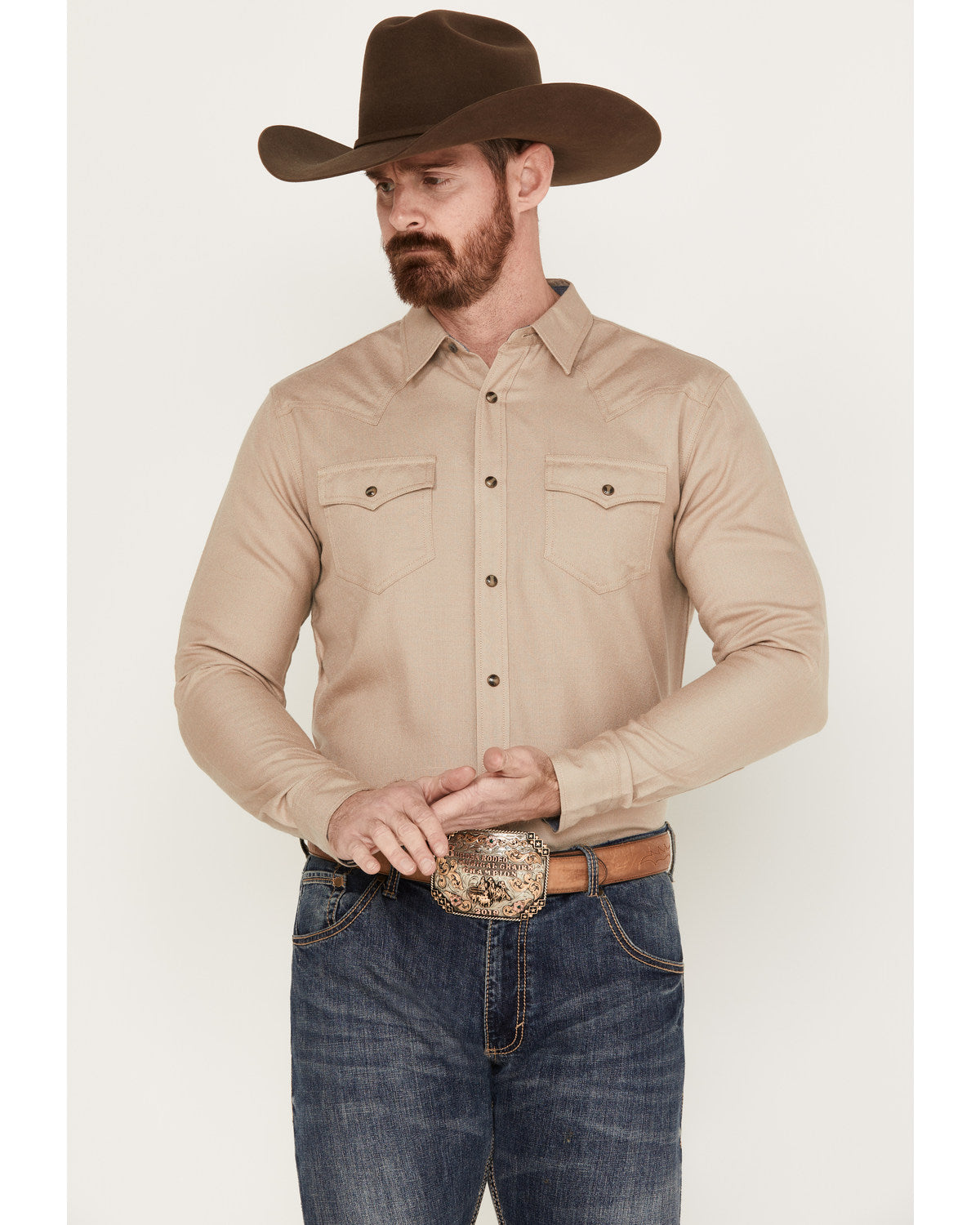 Men's Wooly Mammoth Western Long Sleeve Shirt Tan