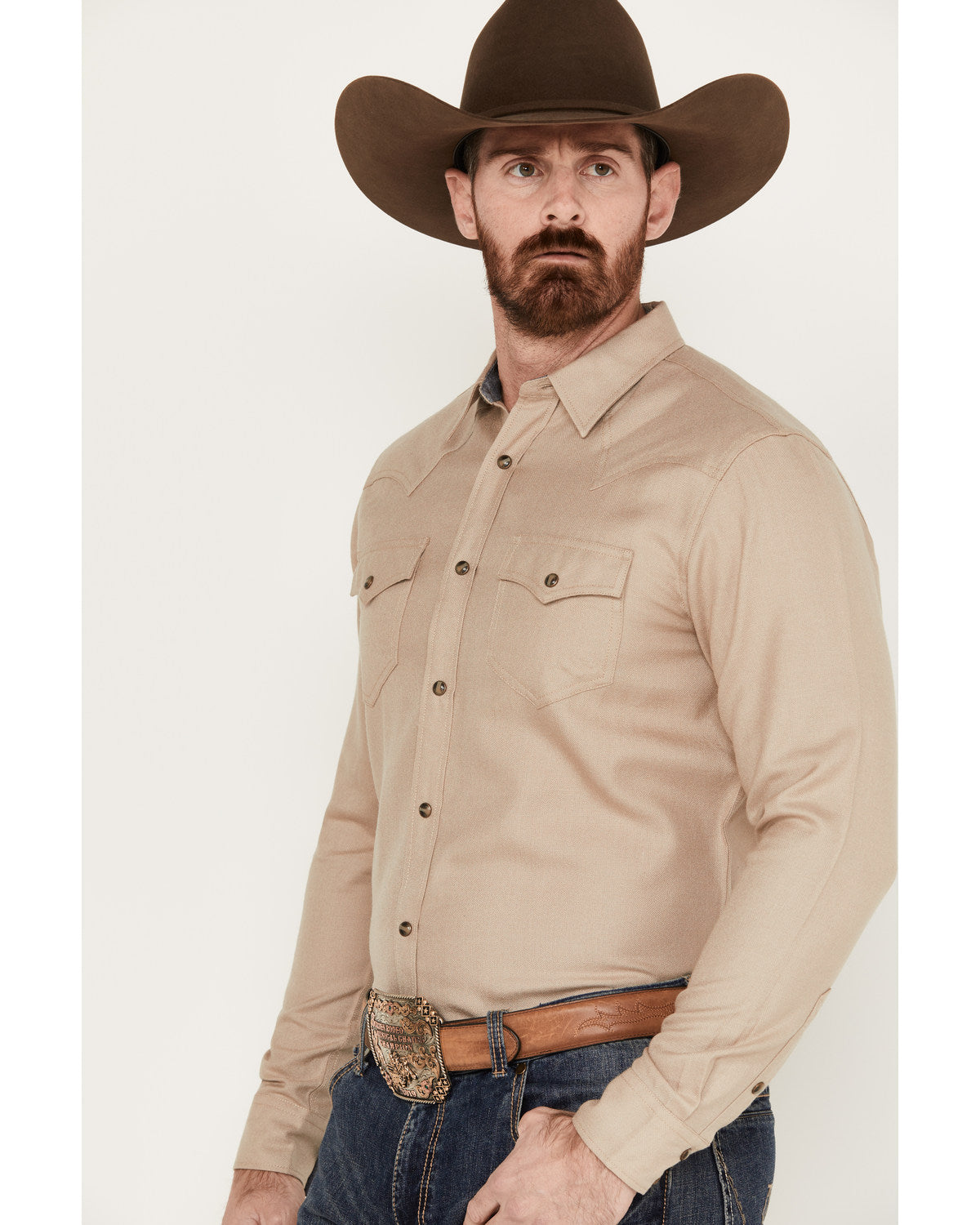 Men's Wooly Mammoth Western Long Sleeve Shirt Tan