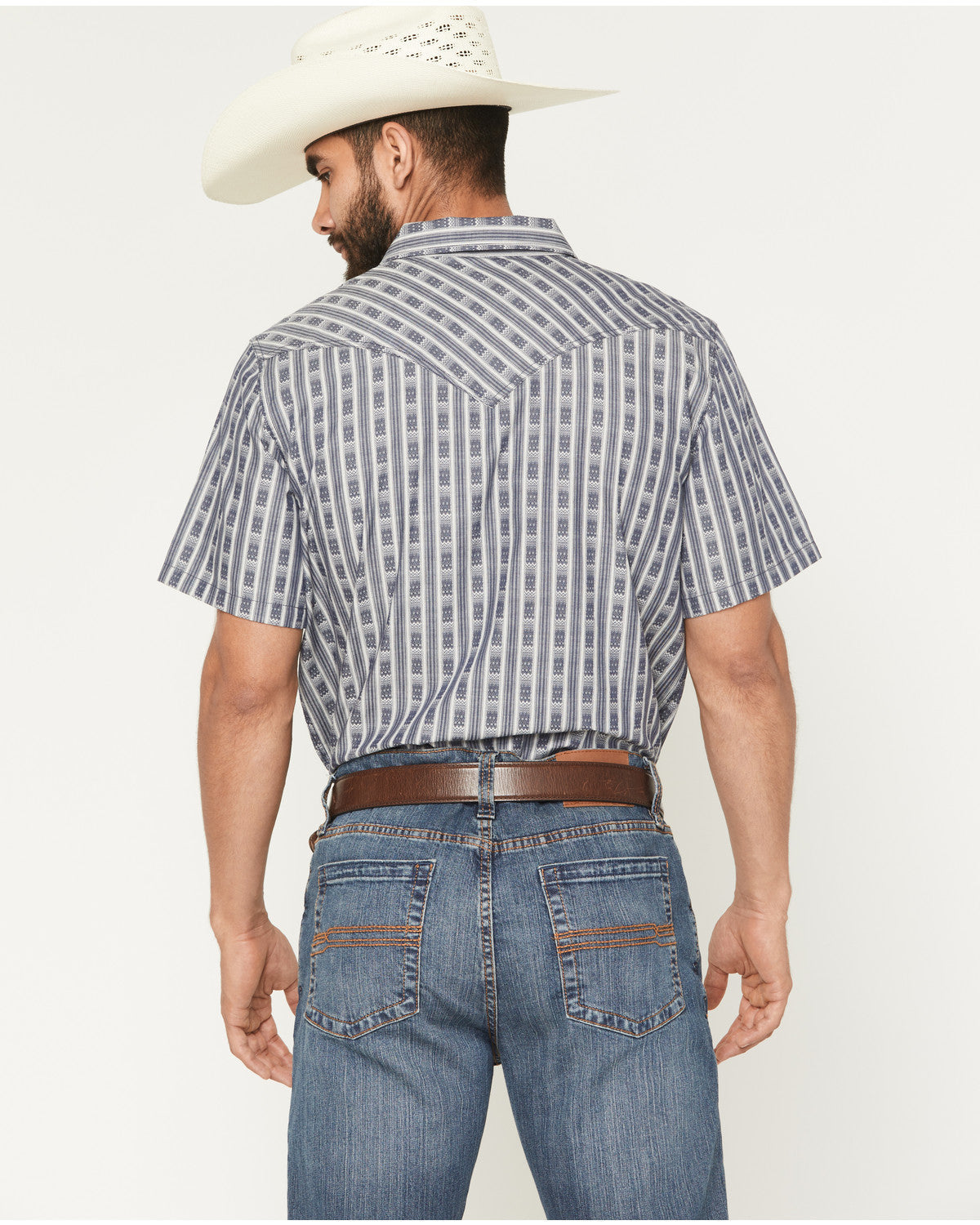 Men's Barrel Racer Southwestern Striped Print Long Sleeve S Blue