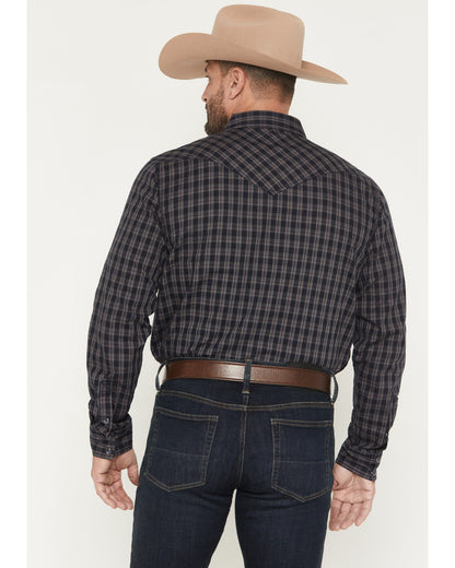 Men's Redstone Ranch Plaid Print Long Sleeve Snap Western S Navy