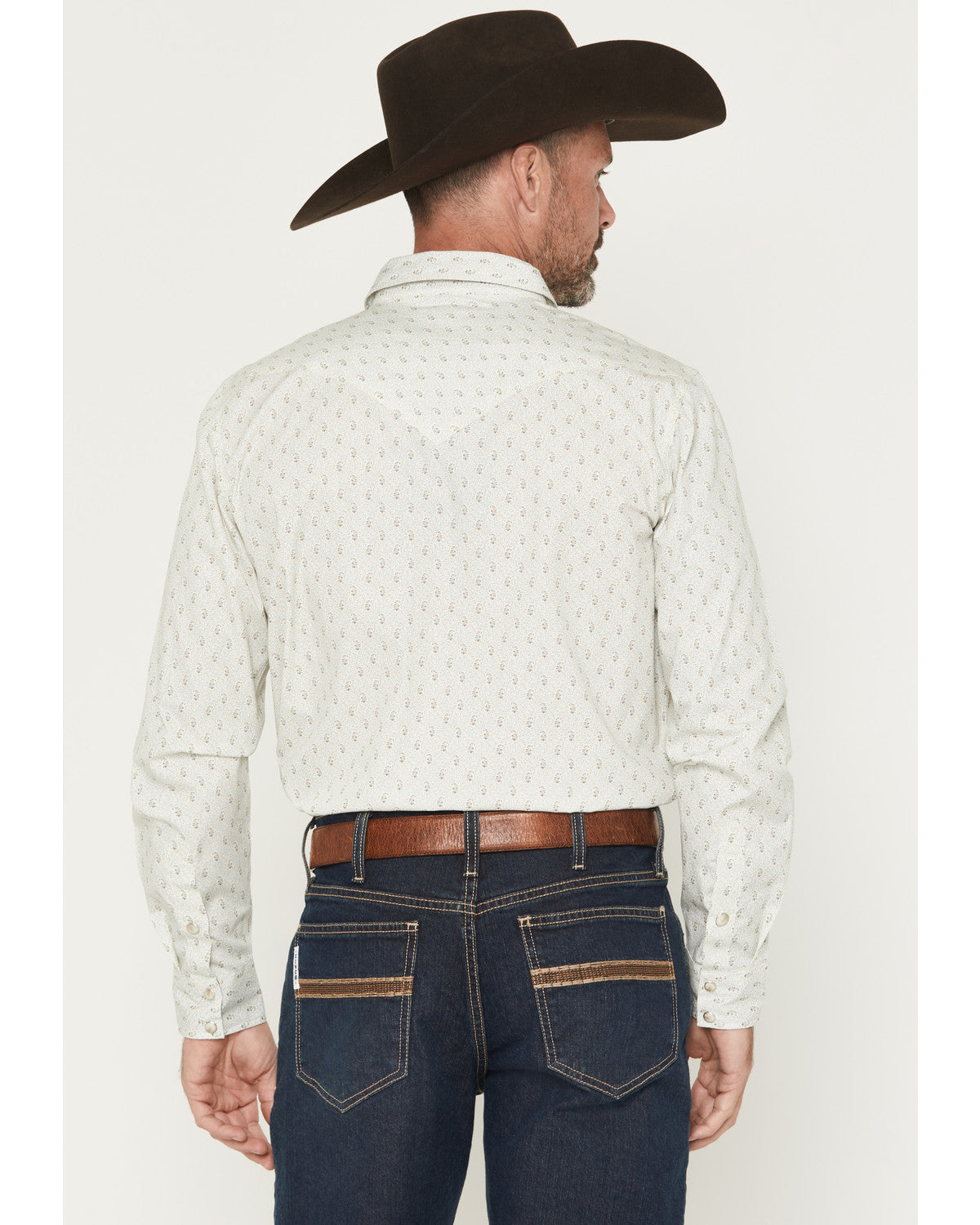 Men's Rocky Range Paisley Print Long Sleeve Snap Western Sh Cream