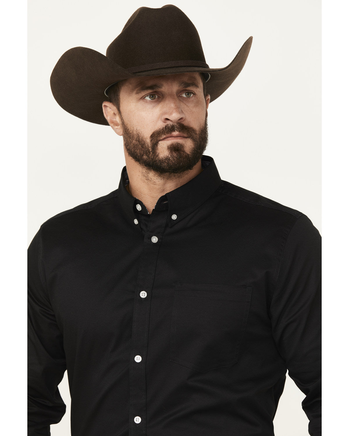 Men's Basic Twill Long Sleeve Button-Down Performance Weste Black