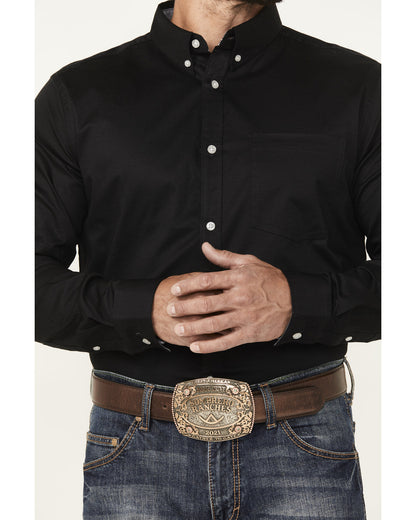 Men's Basic Twill Long Sleeve Button-Down Performance Weste Black