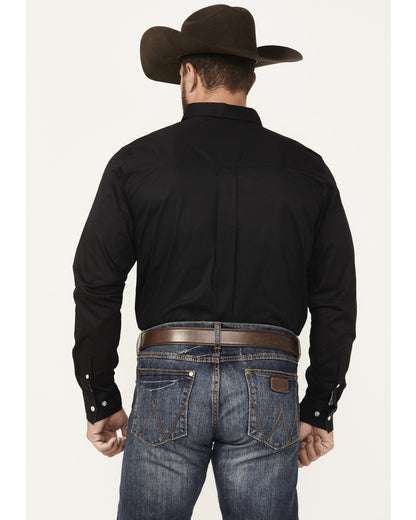 Men's Basic Twill Long Sleeve Button-Down Performance Weste Black