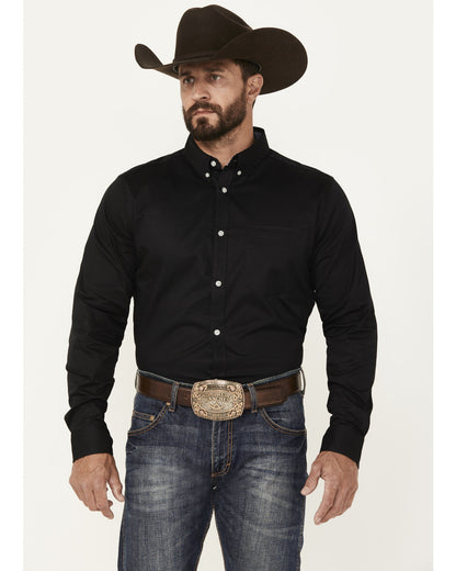 Men's Basic Twill Long Sleeve Button-Down Performance Weste Black
