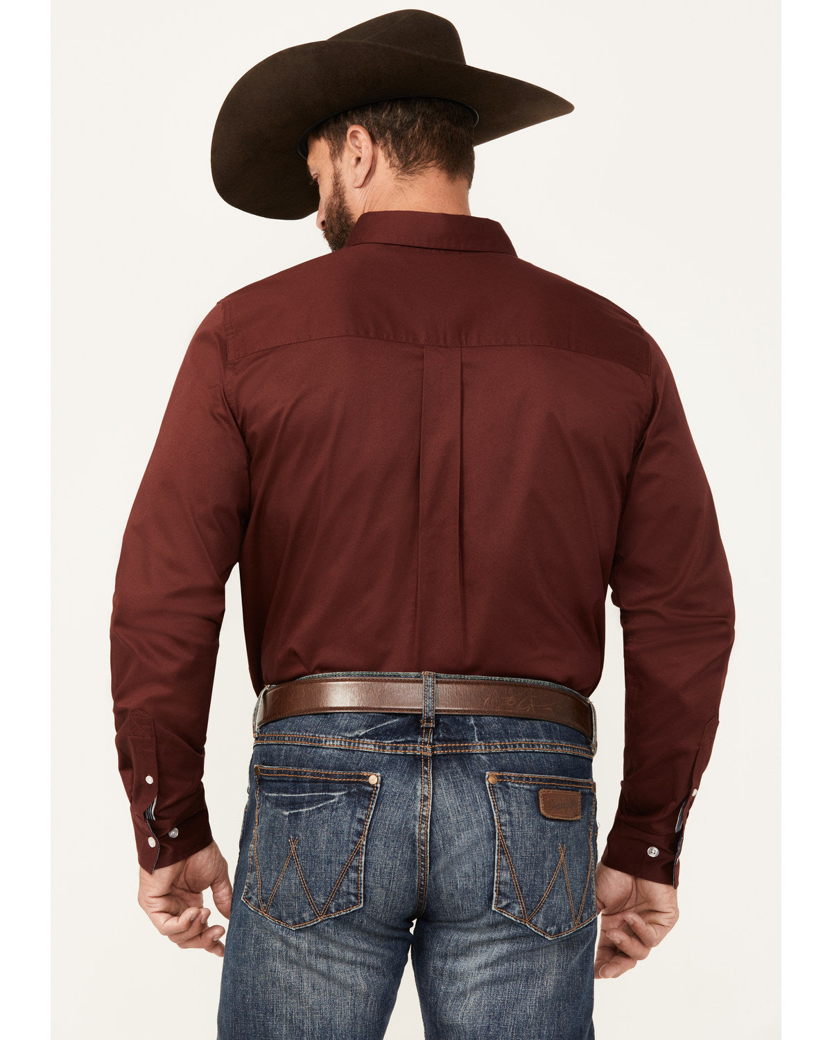 Men's Basic Twill Long Sleeve Button-Down Performance Weste Wine