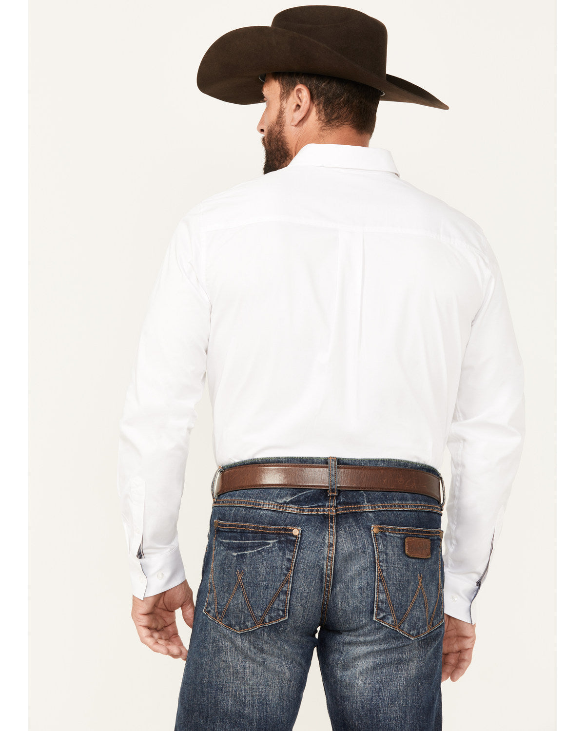 Men's Basic Twill Long Sleeve Button-Down Performance Weste White