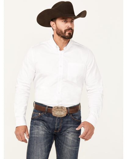 Men's Basic Twill Long Sleeve Button-Down Performance Weste White