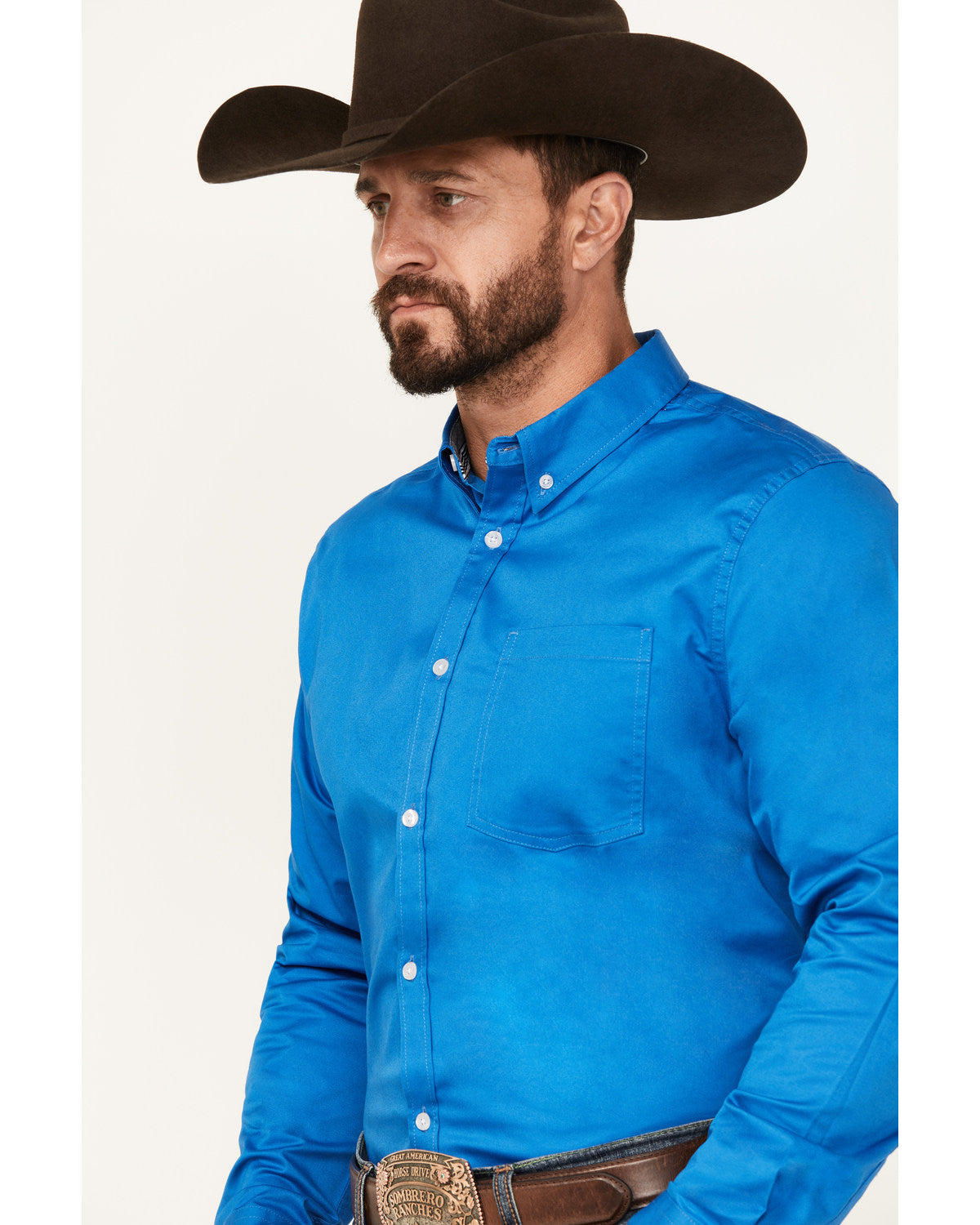 Men's Basic Twill Long Sleeve Button-Down Performance Weste Royal Blue