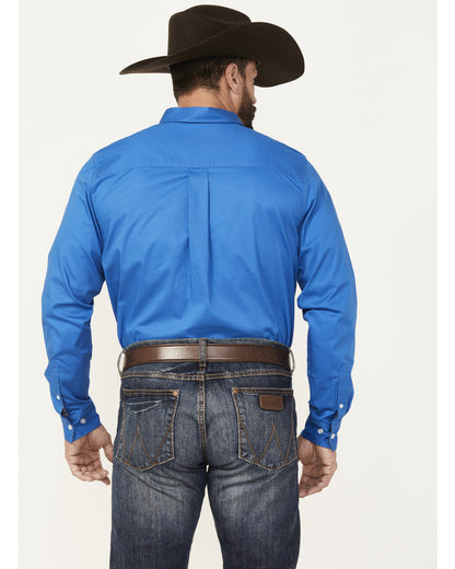 Men's Basic Twill Long Sleeve Button-Down Performance Weste Royal Blue