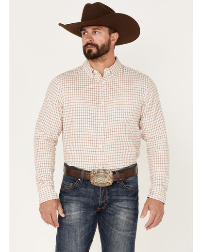 Men's Getaway Check Button-Down Western Shirt White