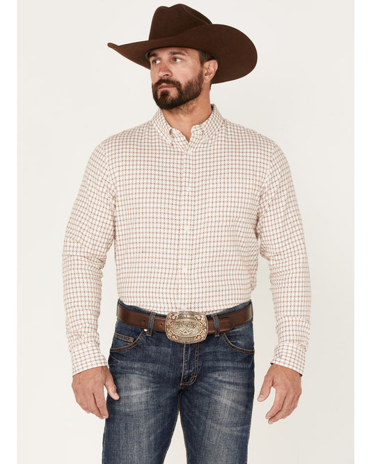 Men's Getaway Check Button-Down Western Shirt White