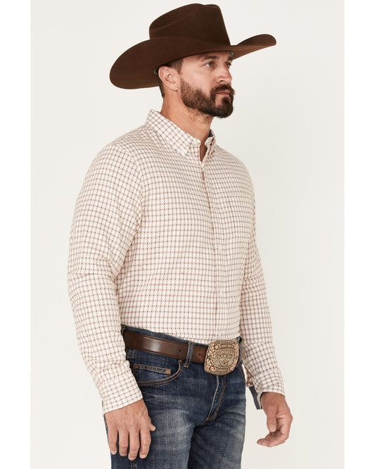 Men's Getaway Check Button-Down Western Shirt White