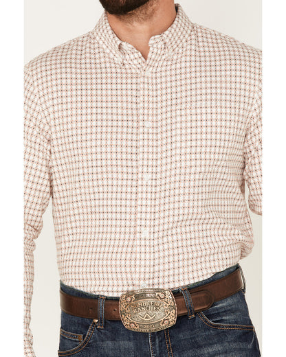 Men's Getaway Check Button-Down Western Shirt White