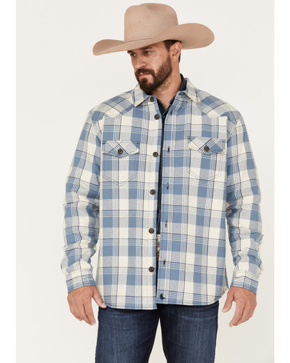 Men's Oregon Trail Plaid Button-Down Bonded Western Flannel Grey