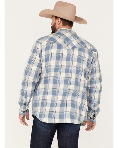 Men's Oregon Trail Plaid Button-Down Bonded Western Flannel Grey