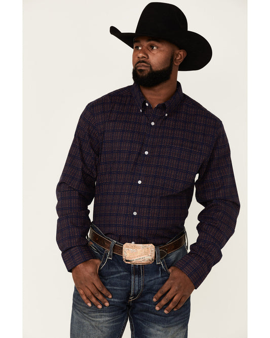 Core Brutus Dobby Geo Print Long Sleeve Button-Down Western Navy