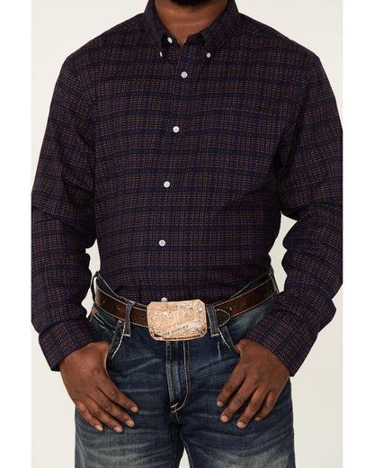Core Brutus Dobby Geo Print Long Sleeve Button-Down Western Navy