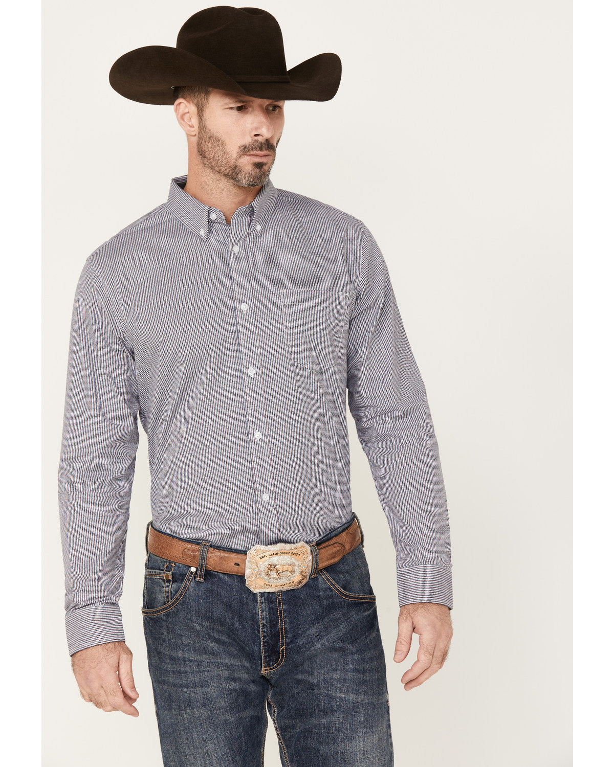 Men's Toby Long Sleeve Button-Down Stretch Western Shirt White
