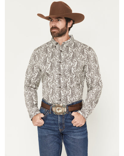 Men's Dagget 2.0 Paisley Print Long Sleeve Button-Down Stre Brown