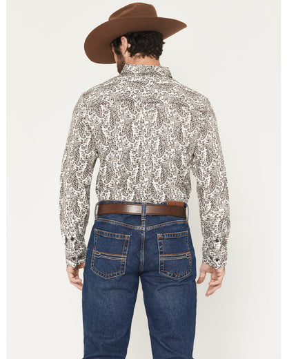 Men's Dagget 2.0 Paisley Print Long Sleeve Button-Down Stre Brown