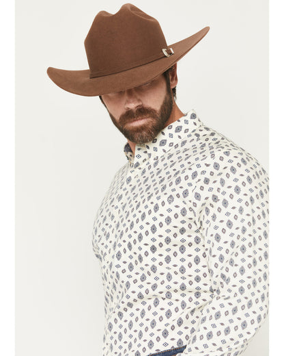 Men's Horizon View Southwestern Geo Print Long Sleeve Butto Ivory