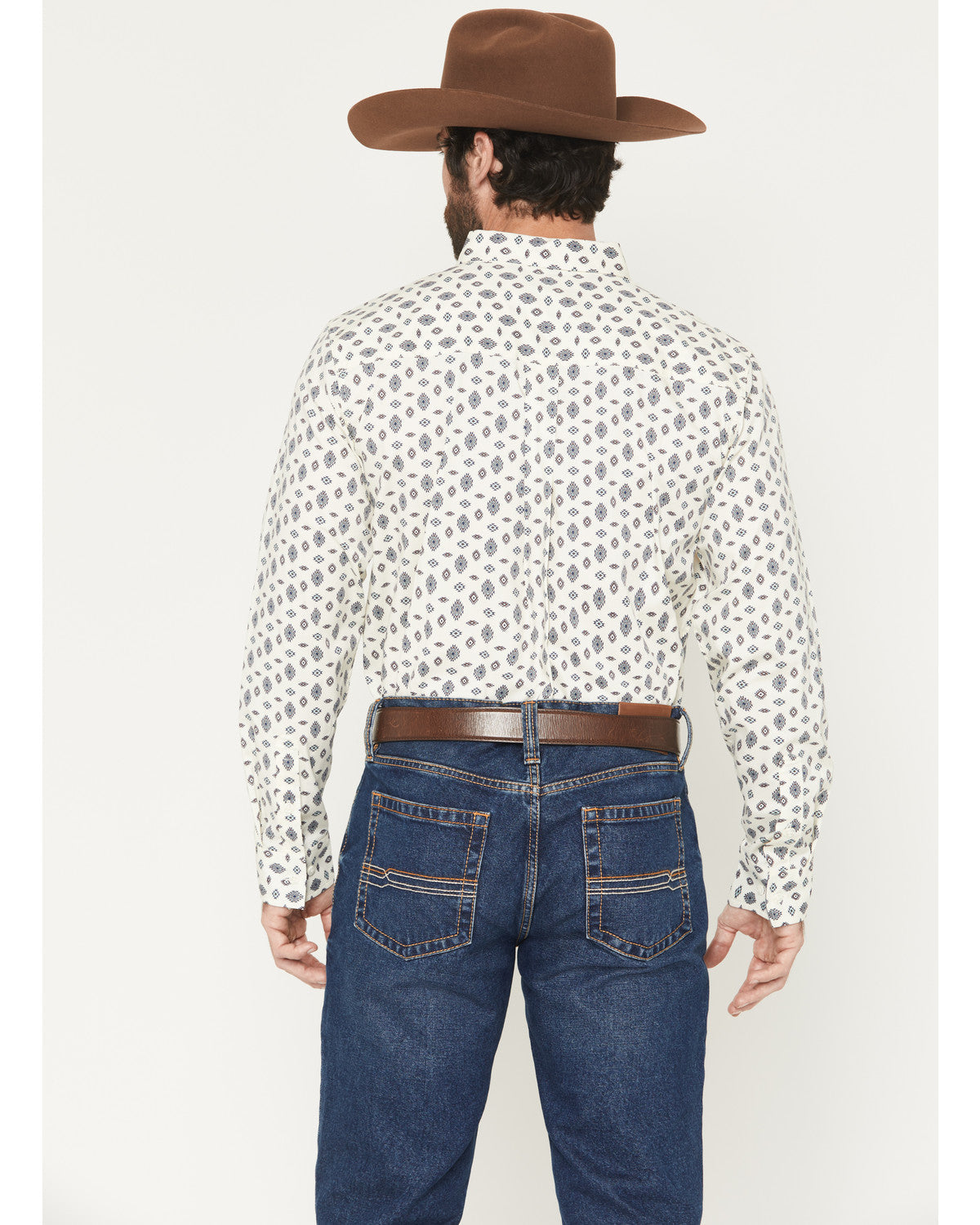 Men's Horizon View Southwestern Geo Print Long Sleeve Butto Ivory