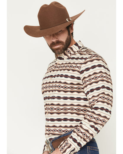 Men's Maverick Southwestern Print Long Sleeve Button-Down S Cream