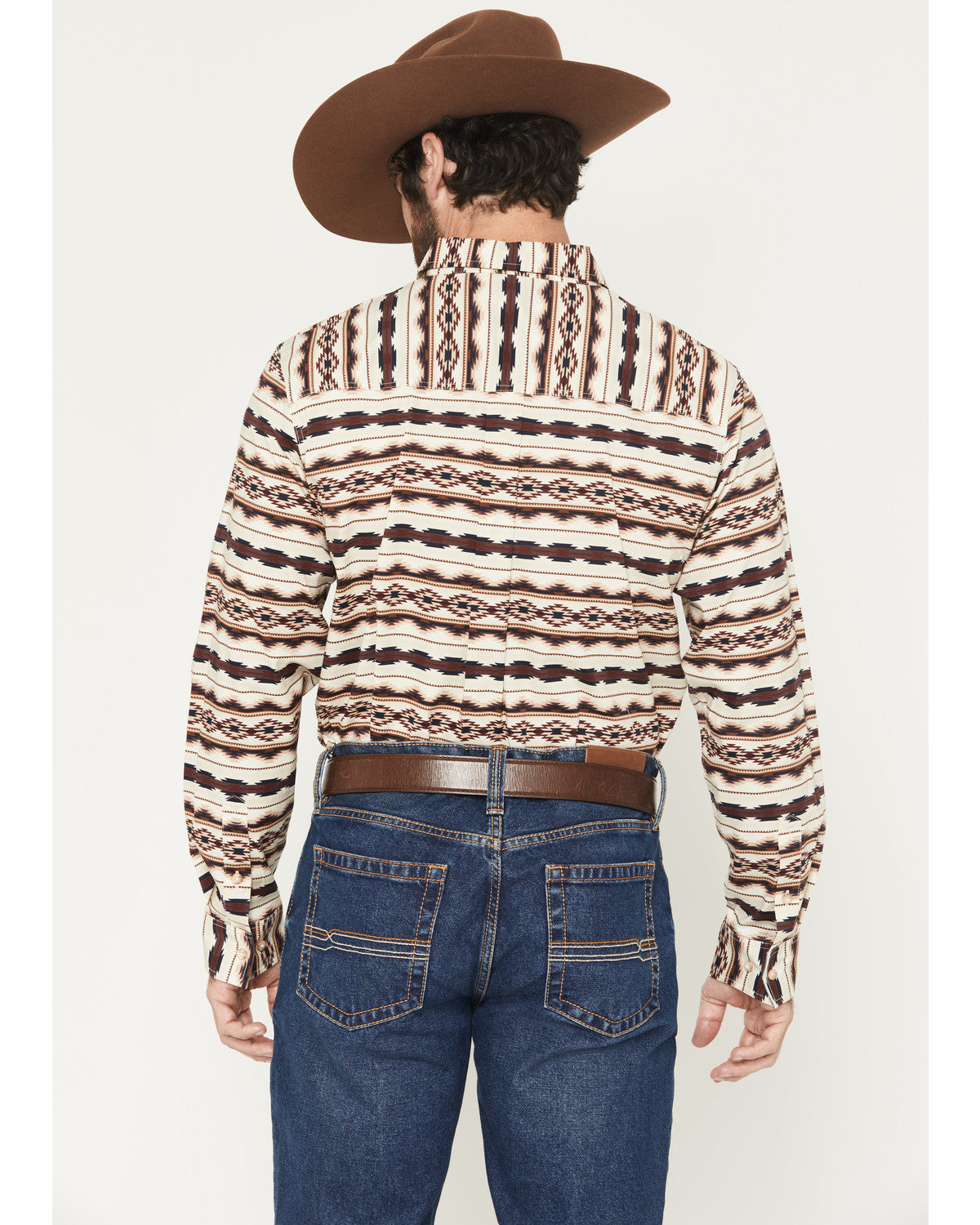 Men's Maverick Southwestern Print Long Sleeve Button-Down S Cream