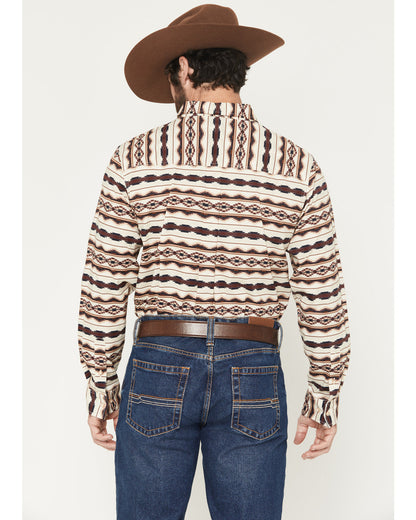 Men's Maverick Southwestern Print Long Sleeve Button-Down S Cream