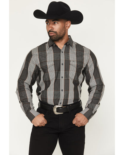 Black 1978® Men's Ace Plaid Print Long Sleeve Button-Down W Charcoal