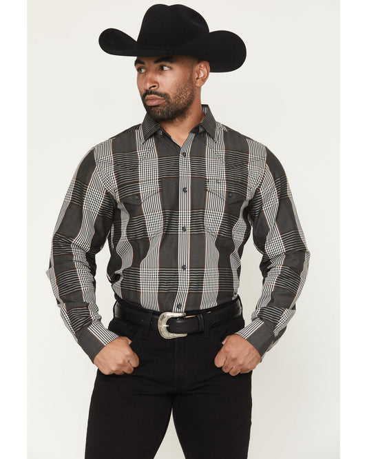 Black 1978® Men's Ace Plaid Print Long Sleeve Button-Down W Charcoal