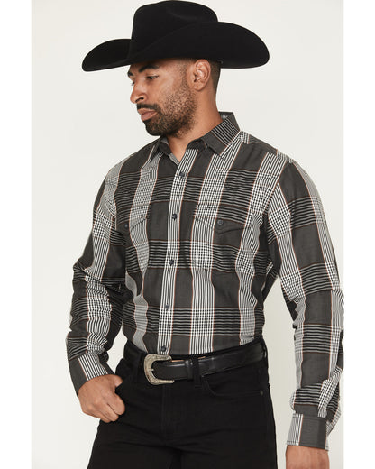 Black 1978® Men's Ace Plaid Print Long Sleeve Button-Down W Charcoal