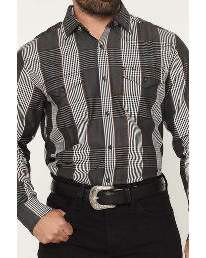 Black 1978® Men's Ace Plaid Print Long Sleeve Button-Down W Charcoal
