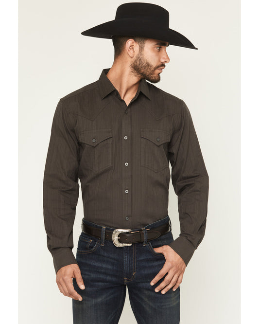 Black 1978® Men's Cluny Tonal Striped Long Sleeve Button-Do Charcoal