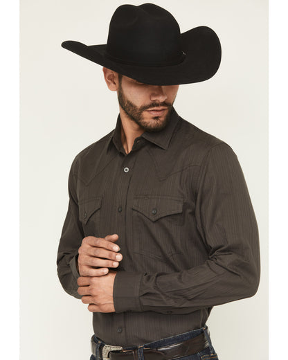 Black 1978® Men's Cluny Tonal Striped Long Sleeve Button-Do Charcoal