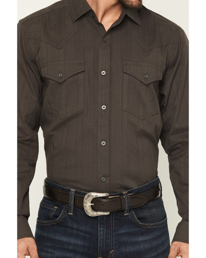 Black 1978® Men's Cluny Tonal Striped Long Sleeve Button-Do Charcoal