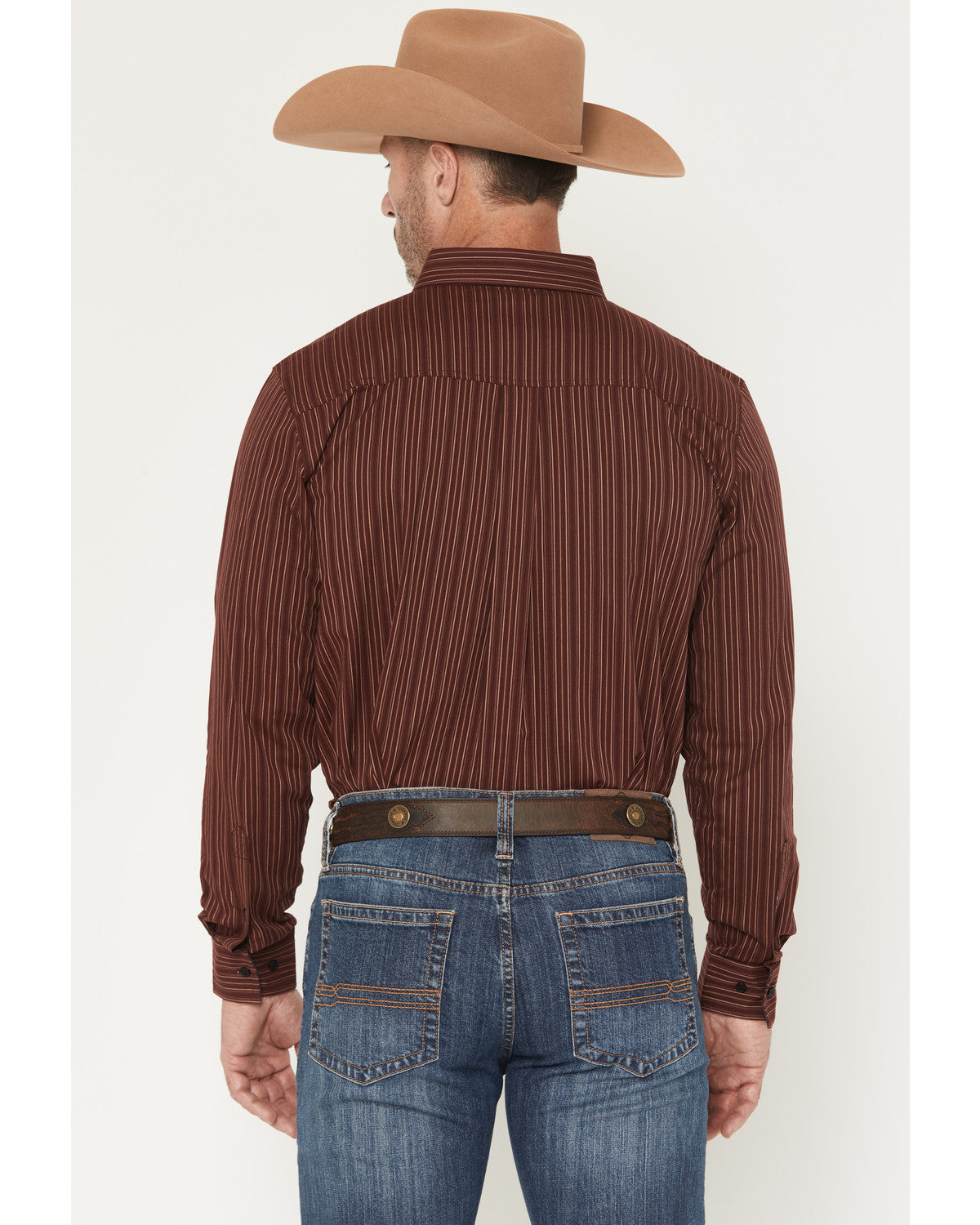 Men's Wildfire Stripe Print Long Sleeve Button-Down Stretch Burgundy