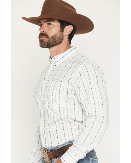 Men's Ranchers Legend Floral Stripe Print Long Sleeve Butto Ivory