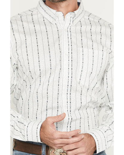 Men's Ranchers Legend Floral Stripe Print Long Sleeve Butto Ivory