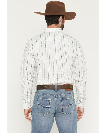 Men's Ranchers Legend Floral Stripe Print Long Sleeve Butto Ivory