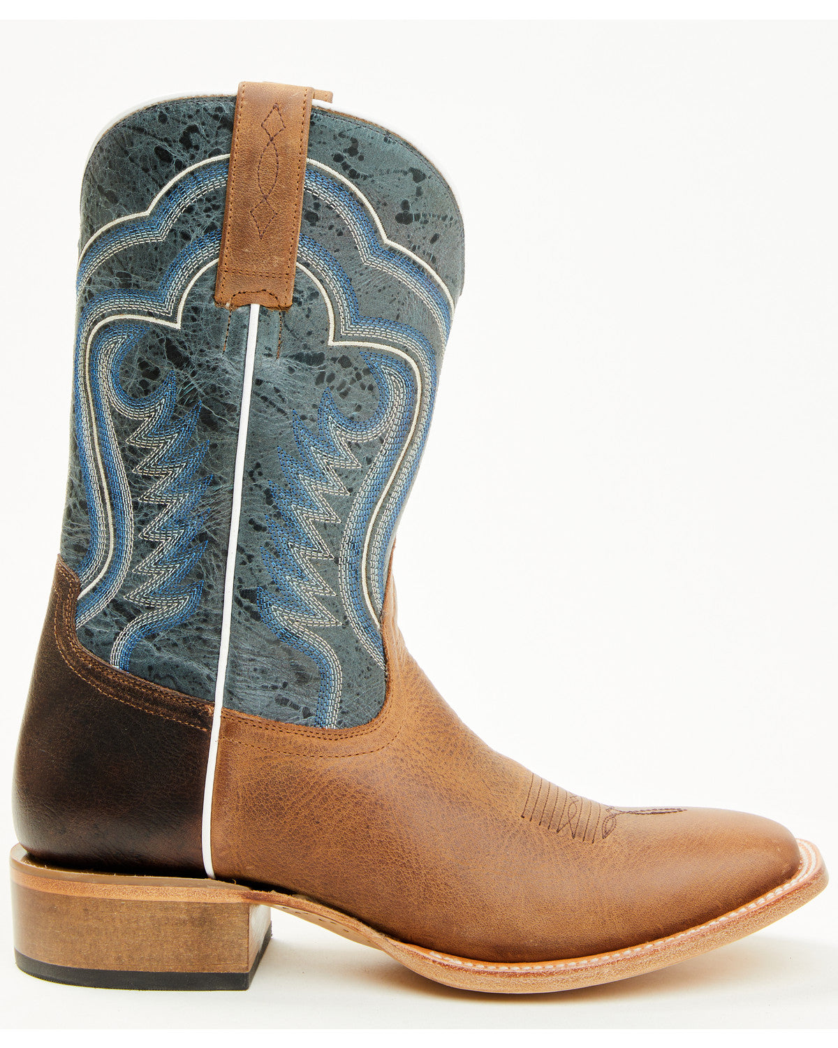 Men's Rover Blue Western Boots - Broad Square Toe Blue