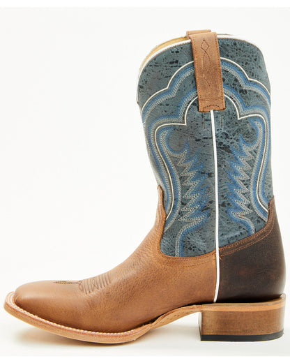 Men's Rover Blue Western Boots - Broad Square Toe Blue