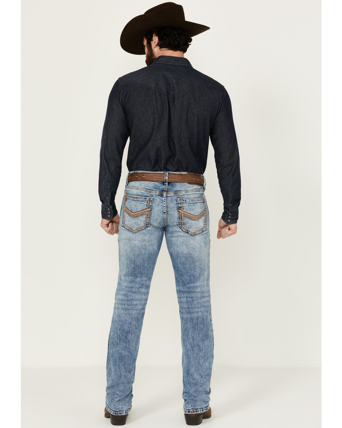 Men's Clover Leaf Wash Jackson Slim Straight Stretch Denim Blue