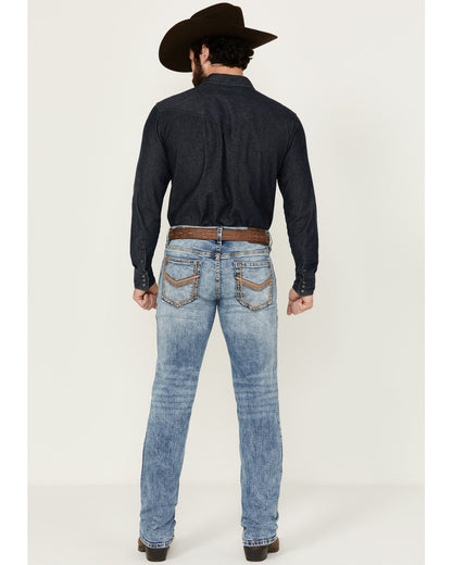 Men's Clover Leaf Wash Jackson Slim Straight Stretch Denim Blue