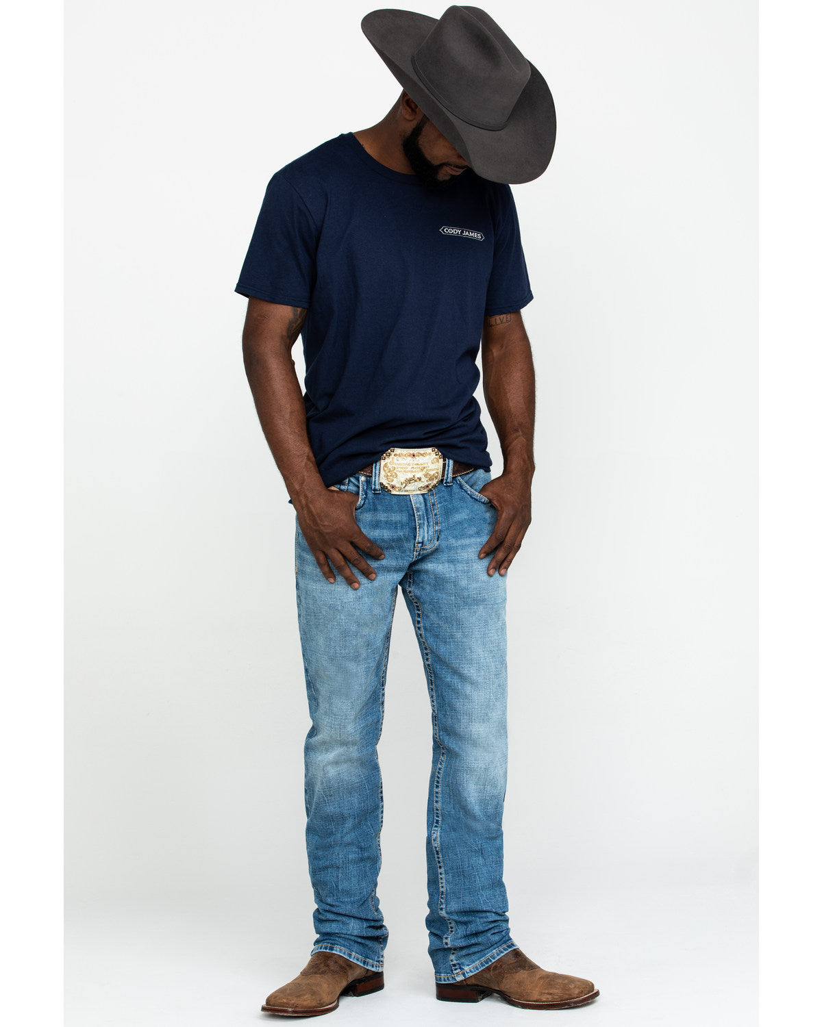 Men's Clover Leaf Wash Jackson Slim Straight Stretch Denim Blue