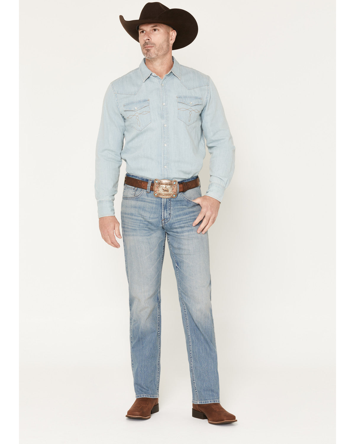 Men's Bronco Wash Yukon Relaxed Straight Stretch Denim Jean Medium Wash