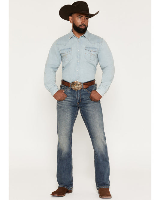 Men's Denver Wash Wyatt Slim Bootcut Stretch Denim Jeans Medium Wash