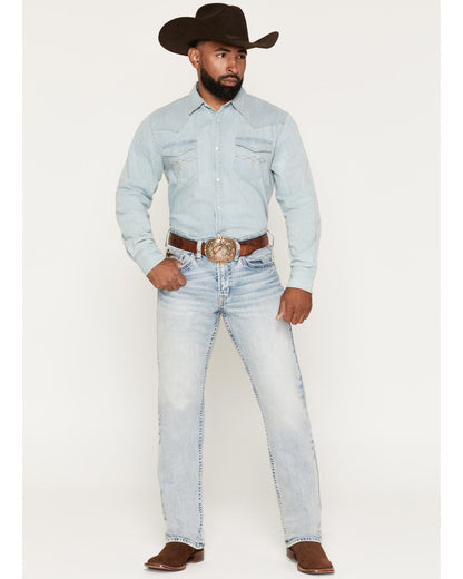 Men's Austin Wash Yukon Relaxed Straight Stretch Denim Jean Light Wash